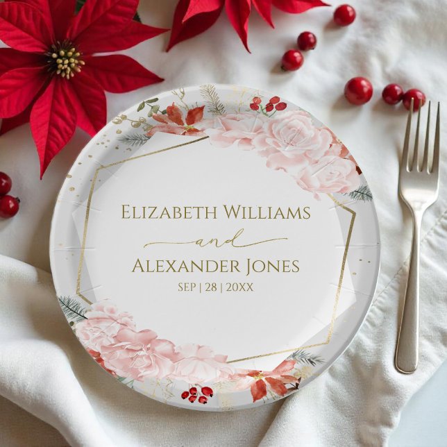 Winter Wedding Paper Plate Gilded Watercolor (Creator Uploaded)