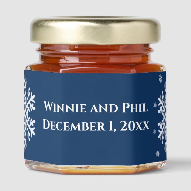 Winter Wedding Party Favors Customizable Honey Jar Favors (Front)