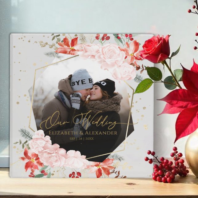 Winter Wedding Photo Floral 3 Ring Binder (Creator Uploaded)