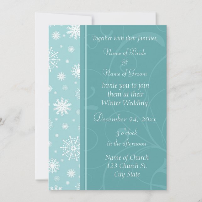 Winter Wedding Photo Invitation Cards (Front)