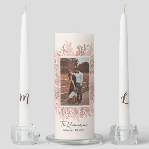 Winter Wedding Photo Unity Candle Set