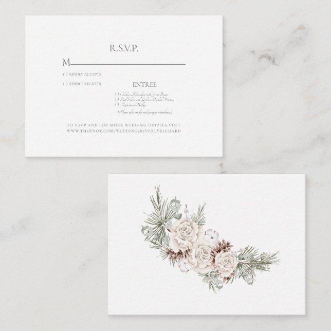 Winter Wedding Pine Cone Wedding RSVP Enclosure Card (Front/Back)