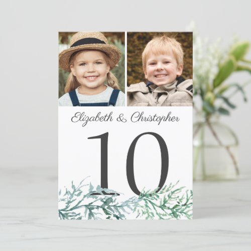 Winter Wedding Pine Photos Table Number Sign