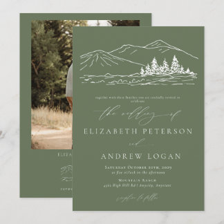 Winter Wedding | Pine Tree Forest Rustic Mountains Invitation