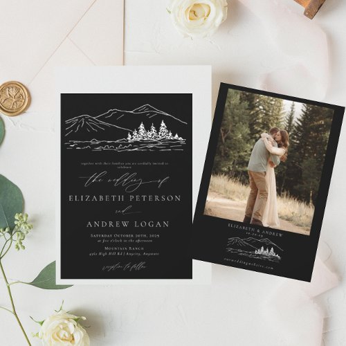 Winter Wedding  Pine Tree Forest Rustic Mountains Invitation