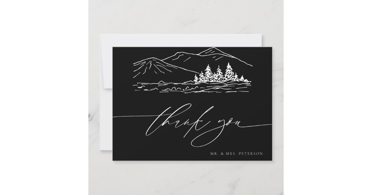 Winter Wedding | Pine Tree Forest Rustic Mountains Thank You Card | Zazzle