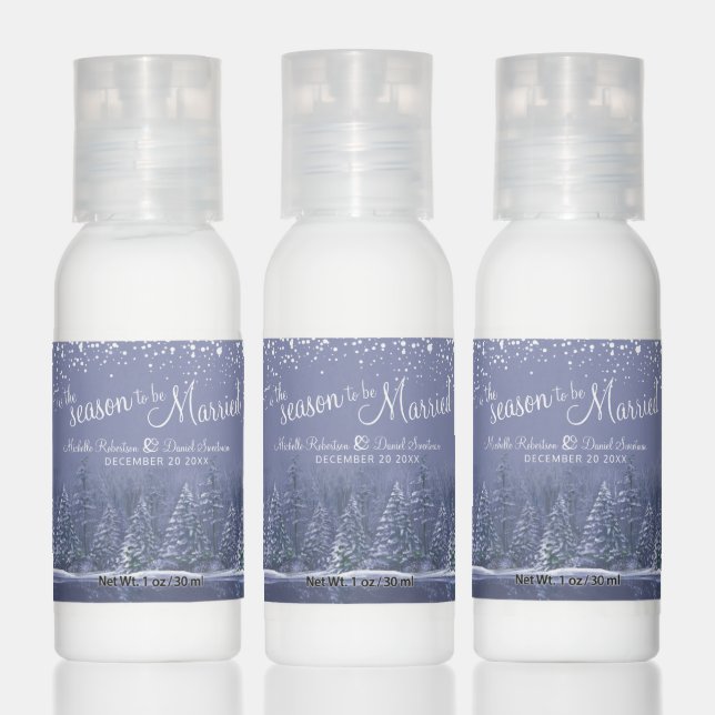 Winter wedding pine trees lake blue gray art hand lotion (Set)