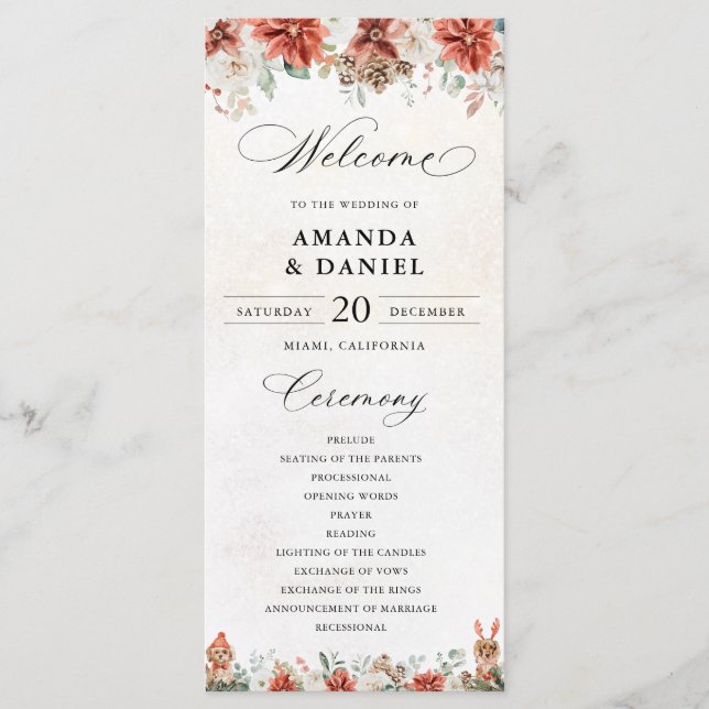 Winter Wedding Program (Front)