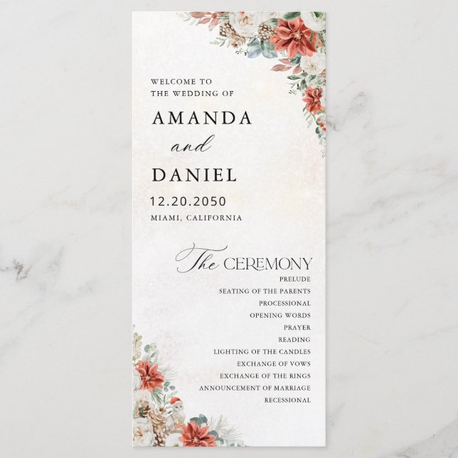 Winter Wedding Program (Front)
