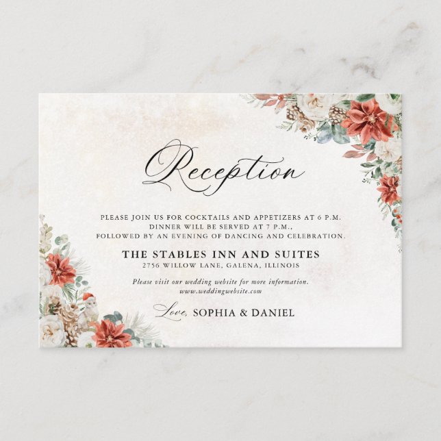 Winter Wedding Reception Card (Front)