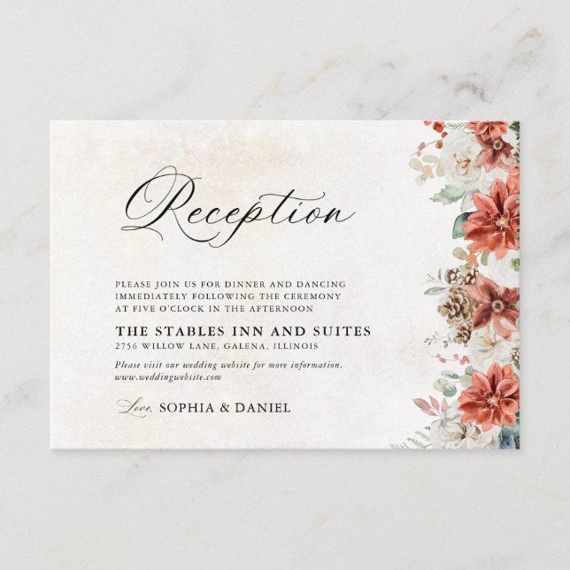 Winter Wedding Reception Card (Front)