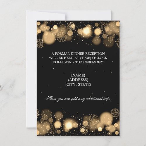 Winter Wedding Reception Gold Lights Invitation