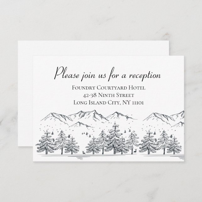 Winter Wedding Reception Mountains Trees Nature Invitation (Front/Back)