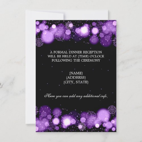 Winter Wedding Reception Purple Lights Invitation