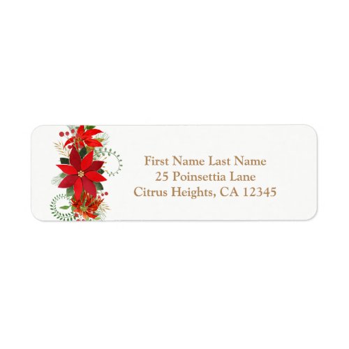 Winter Wedding Red White Poinsettia Holiday Party Label