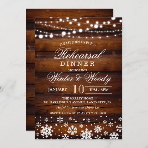 Winter Wedding Rehearsal Dinner Invitation