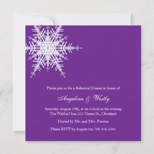 Winter Wedding Rehearsal Dinner Invitation