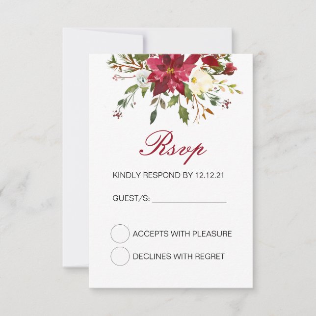 Winter Wedding RSVP Card, Custom RSVP Card (Front)