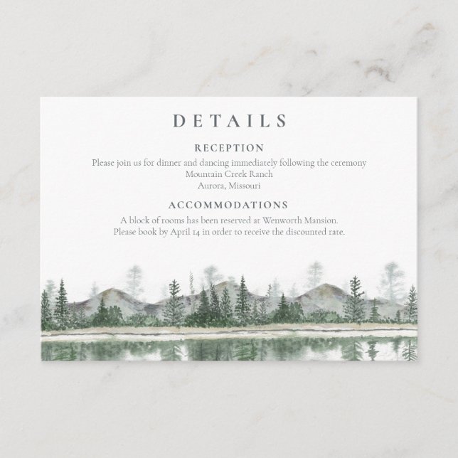 Winter Wedding | Rustic Mountains Details Enclosure Card (Front)