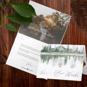 Winter Wedding Rustic Mountains Letterpress Thank You Card