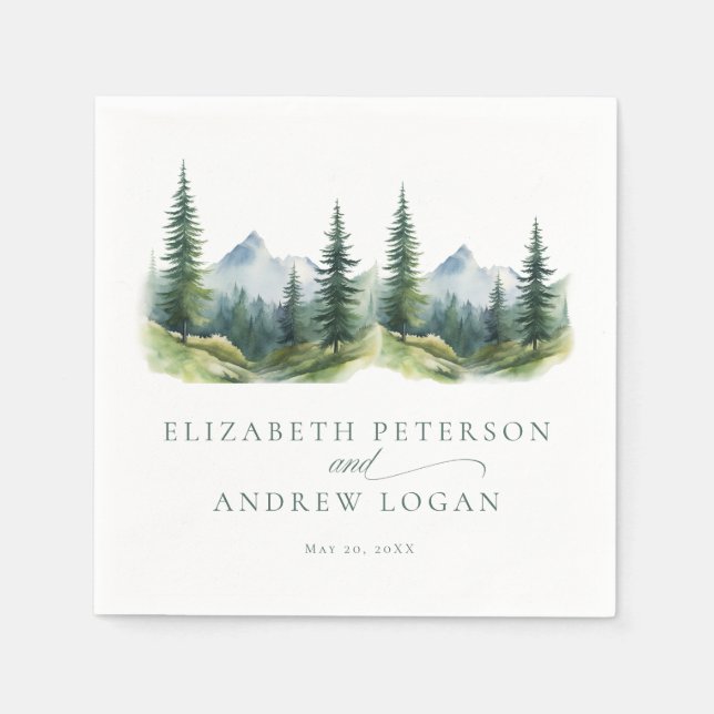 Winter Wedding | Rustic Mountains  Napkins (Front)