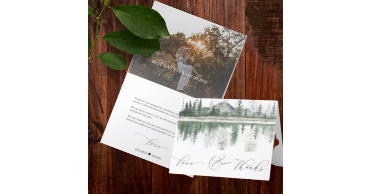 Winter Wedding | Rustic Mountains Thank You Card | Zazzle