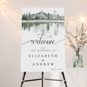 Winter Wedding Rustic Mountains Welcome Sign