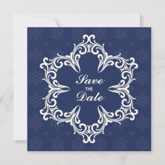 Winter Wedding Save the Date Announcement in Navy