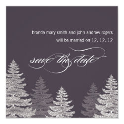 Winter Wedding Save the Date Cards Trees 5.25