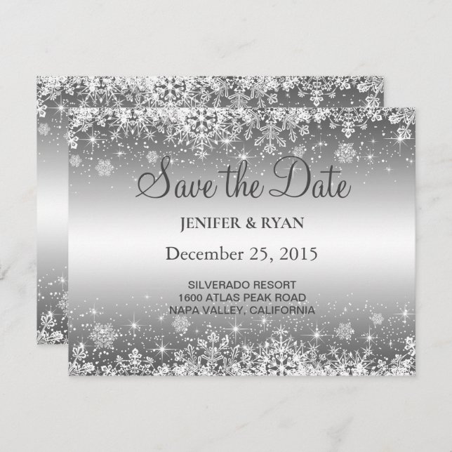 Winter wedding save the date invitation (Front/Back)