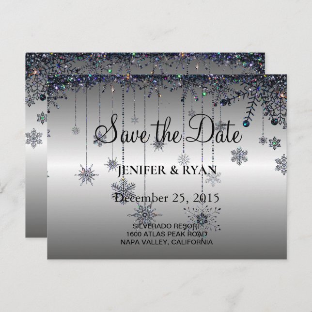 Winter wedding save the date invitation (Front/Back)