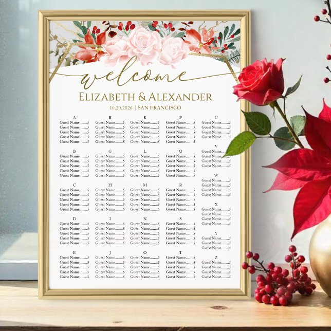 Winter Wedding Seating Charts Gilded Watercolor (Creator Uploaded)