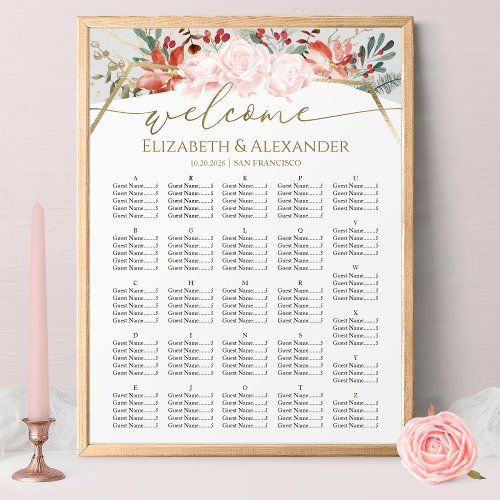 Winter Wedding Seating Charts Gilded Watercolor