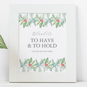 Winter Wedding Sign Green and White Botanicals