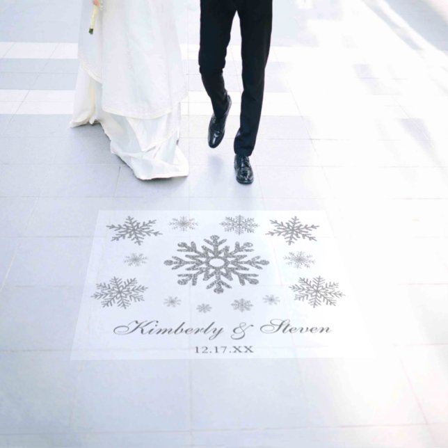 Winter Wedding Silver Snowflake Floor Decal (Wedding)