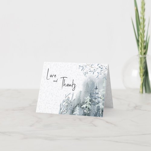 Winter Wedding Snow Forest Custom Photo Thank You Card