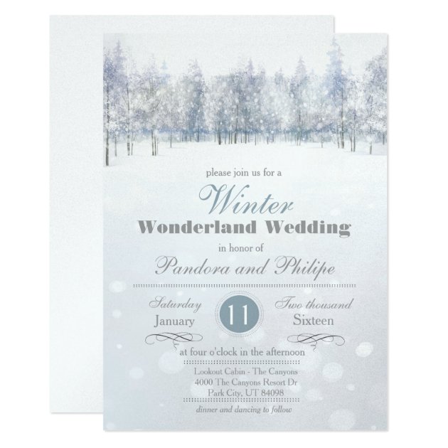 Winter Wedding Snow Tree Invitation