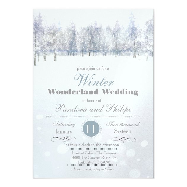 Winter Wedding Snow Tree Invitation