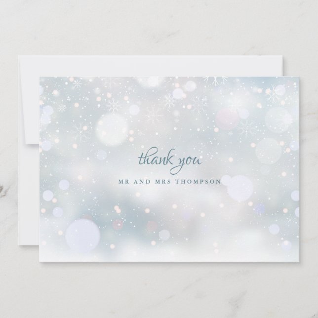 Winter Wedding Snowflakes Elegant Modern Thank You Card (Front)