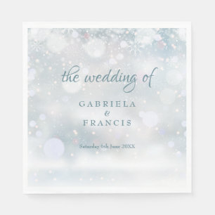 Winter Wedding Snowflakes Elegant Script Napkins