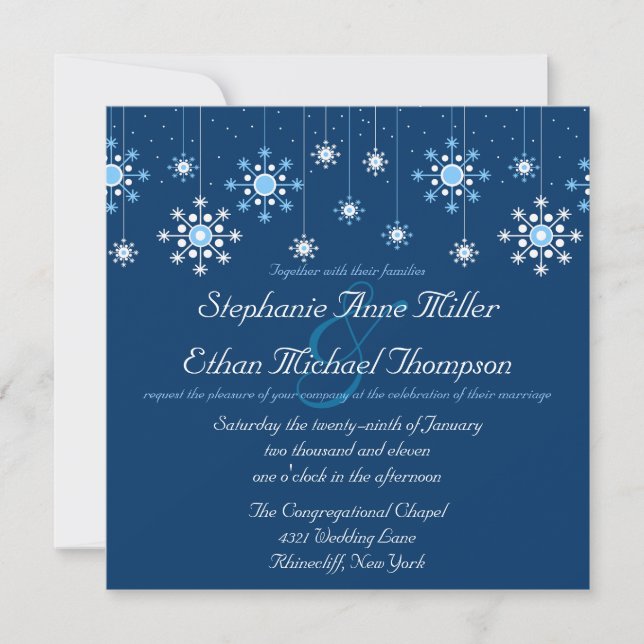 Winter Wedding Snowflakes Invitation (Front)