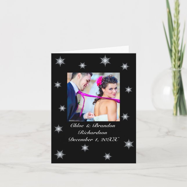Winter Wedding Snowy Thank You Card (Front)