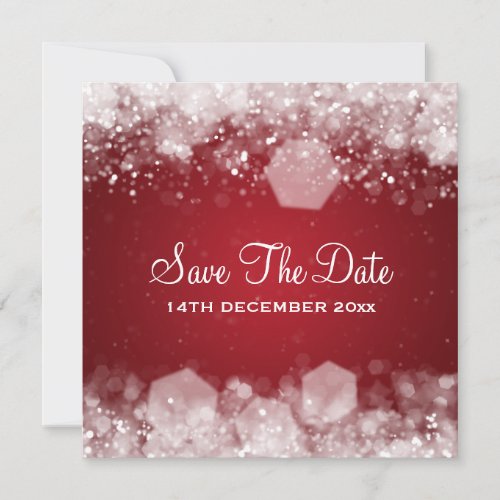 Winter Wedding Sparkling Night Red Save The Date