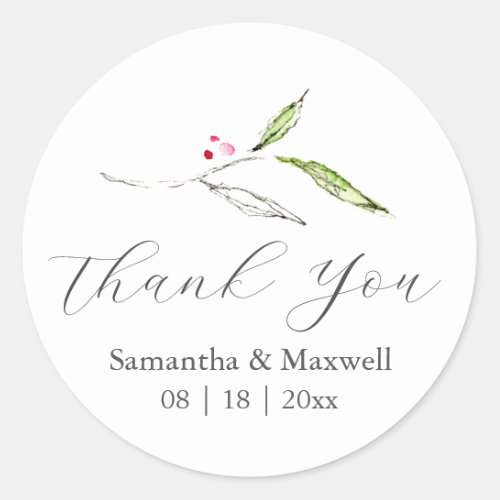 Winter Wedding Stickers Thank You Simple