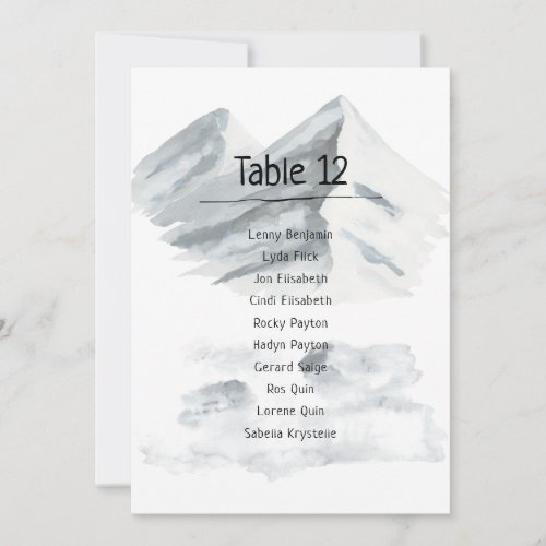 Winter wedding Table Number Seating Chart