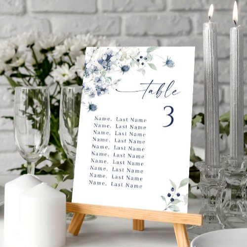 Winter Wedding Table Number Seating Chart Cards