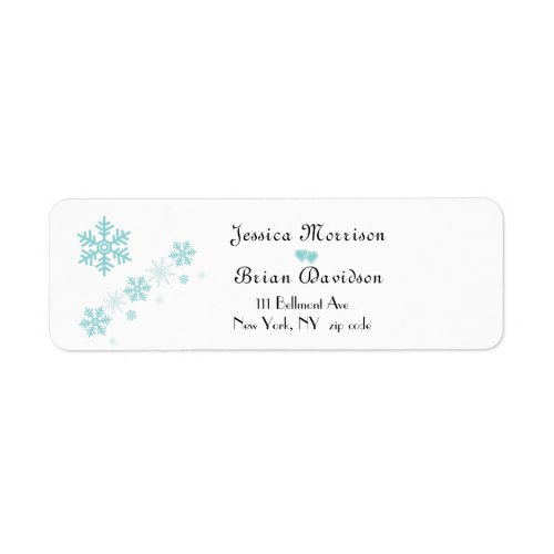 Winter Wedding Teal Snowflakes Label