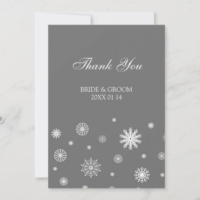 Winter Wedding Thank You Cards Gray (Front)