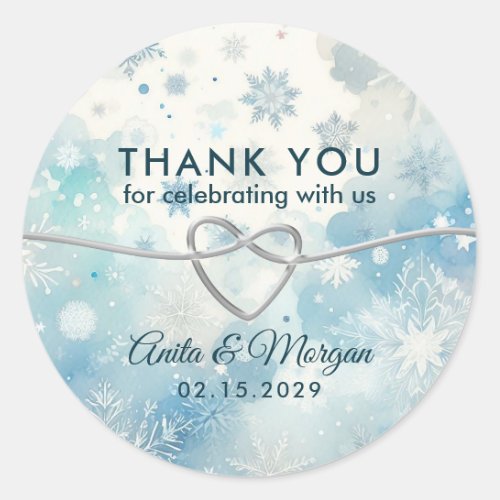 Winter Wedding Thank You Favor Classic Round Sticker