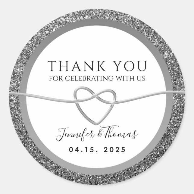 Winter Wedding Thank You Favor Classic Round Sticker (Front)